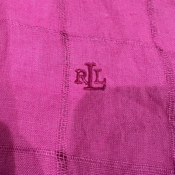 Lauren Ralph Lauren Women’s 100% Linen Roll Tab Sleeve Pink shirt Blouse Large - Picture 2 of 9